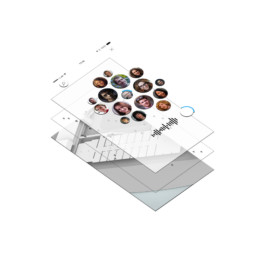 Dots App exploded view interface layers and icons Studio Boost