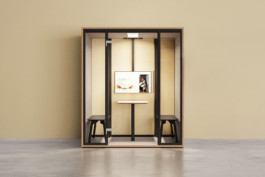 Meetingroom booth brown wall concrete floor Studio Boost