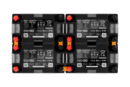4 lithium batteries connected to one big bank Studio Boost