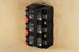 Sack Battery Bank installed to wood plate Studio Boost